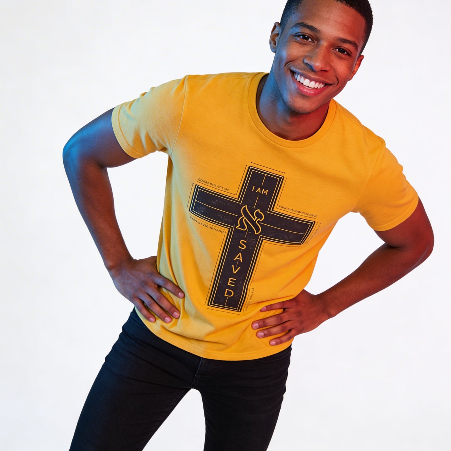 Saved Cross T‑Shirt — I Am Saved Christian Faith Tee