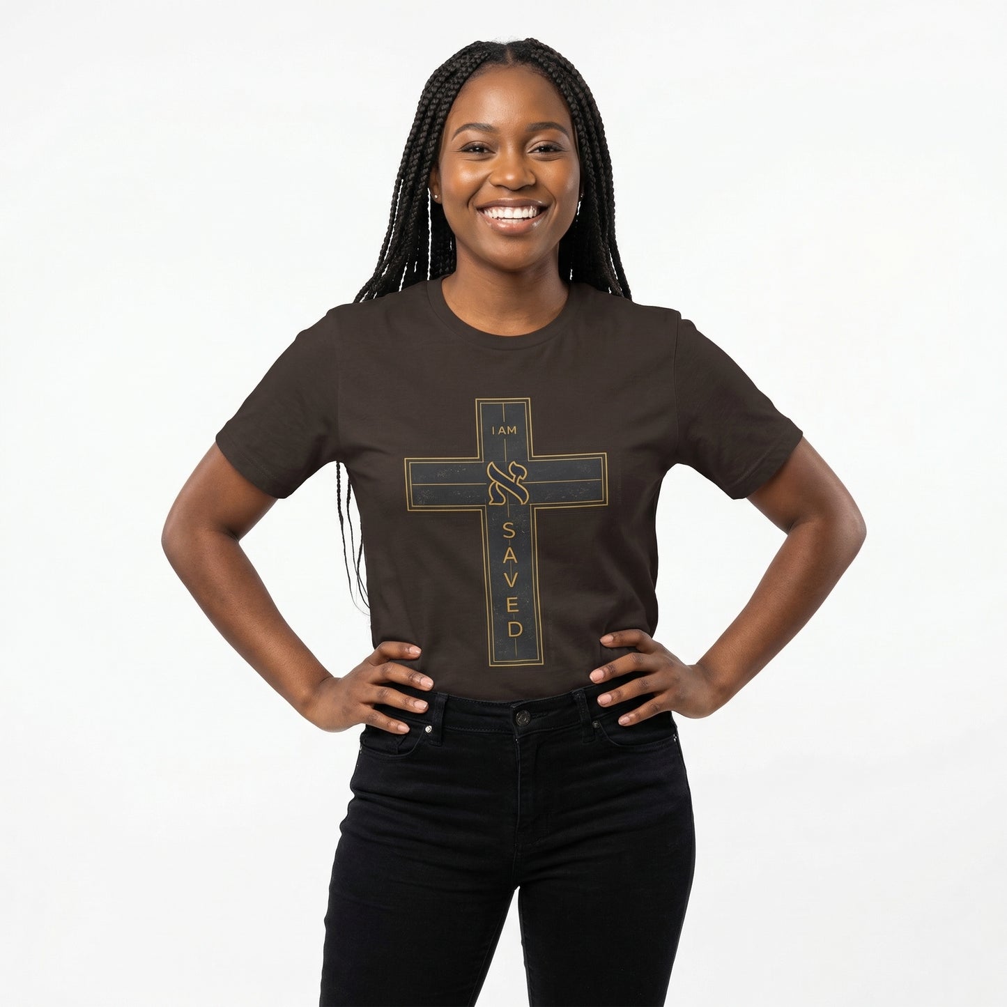 Saved Cross T‑Shirt — I Am Saved Christian Faith Tee