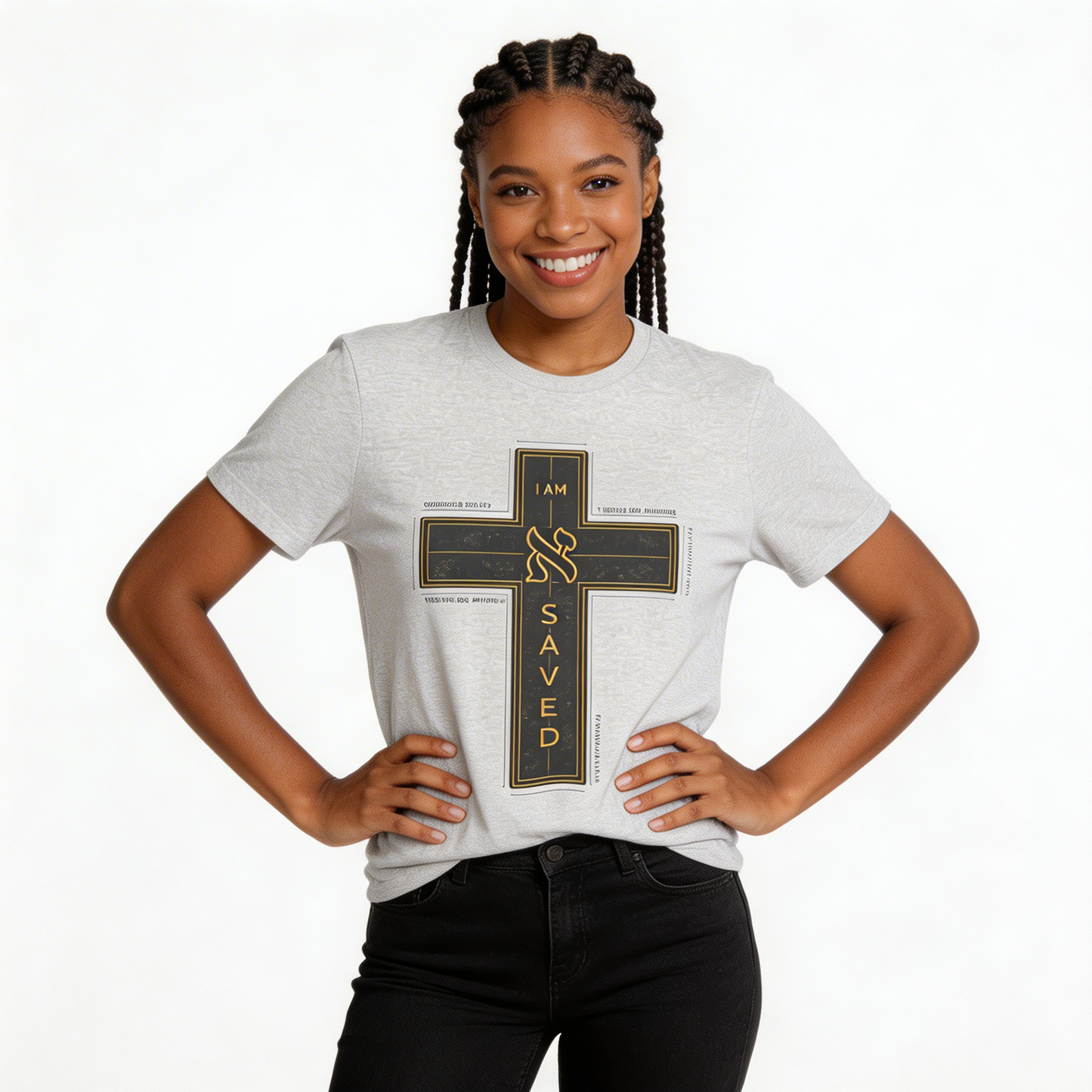 Saved Cross T‑Shirt — I Am Saved Christian Faith Tee
