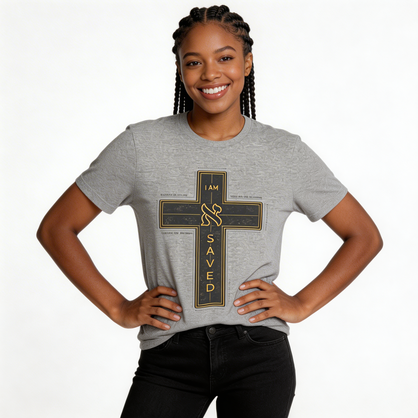 Saved Cross T‑Shirt — I Am Saved Christian Faith Tee