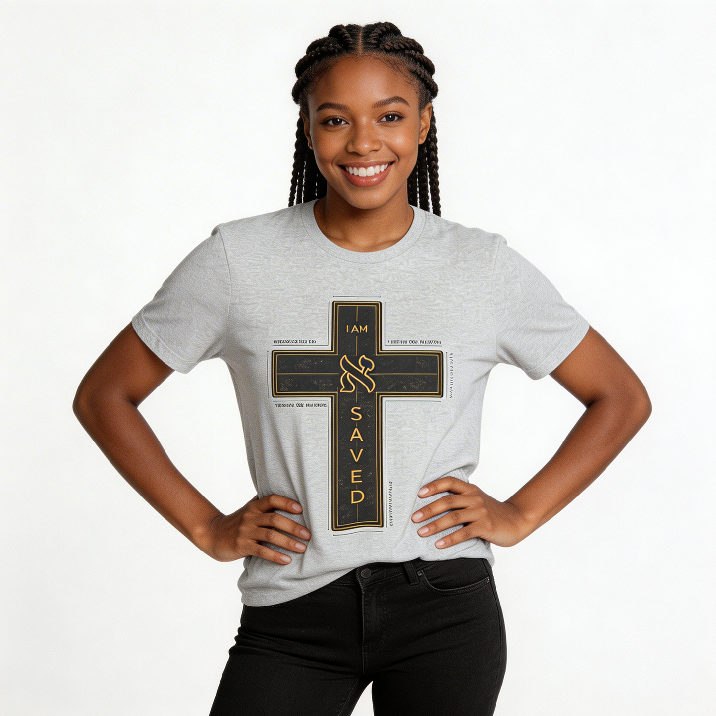 Saved Cross T‑Shirt — I Am Saved Christian Faith Tee