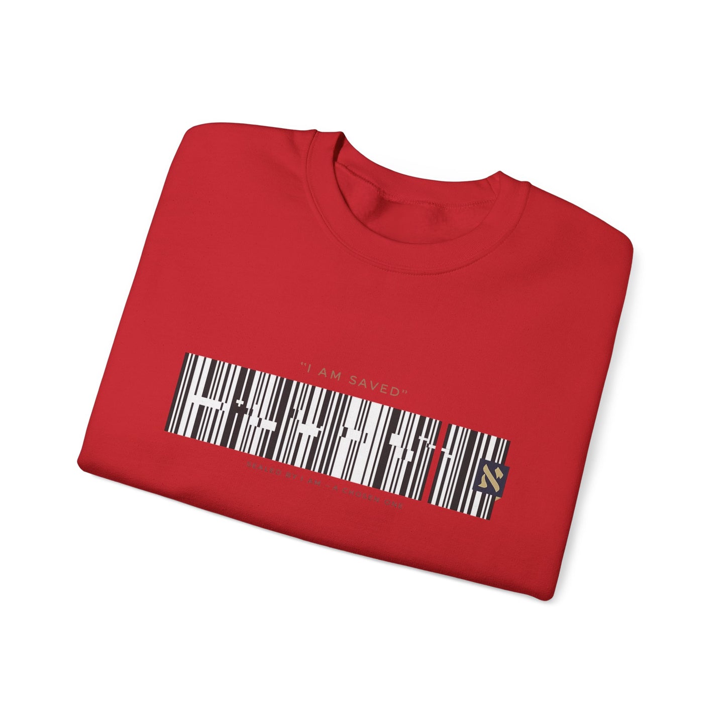 Barcode 'IAM SAVED' Crewneck Sweatshirt — Minimal Christian Apparel
