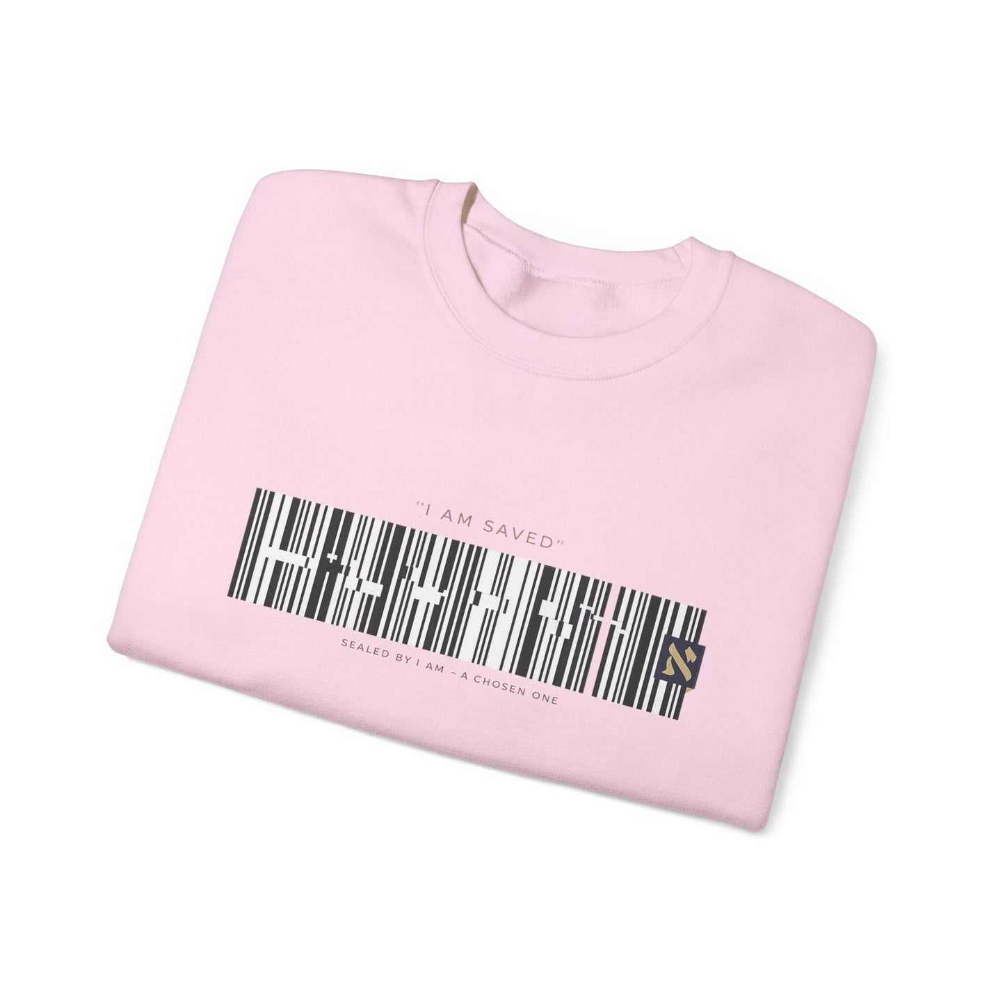Barcode 'IAM SAVED' Crewneck Sweatshirt — Minimal Christian Apparel